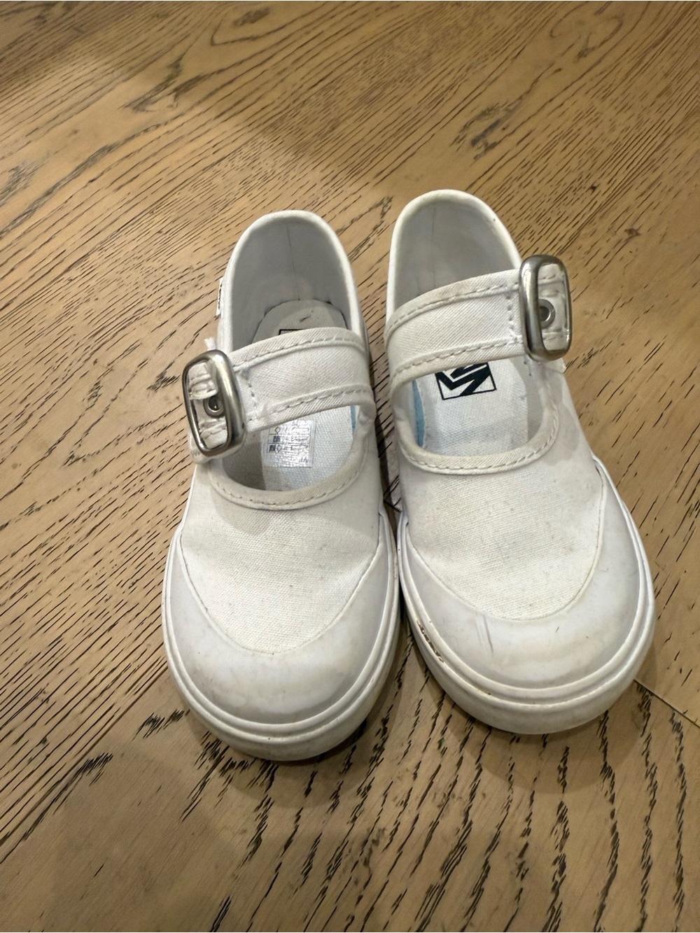 2 pairs of Vans Kids All White and White/Black Canvas Buckle Sneakers - Picture 5 of 9